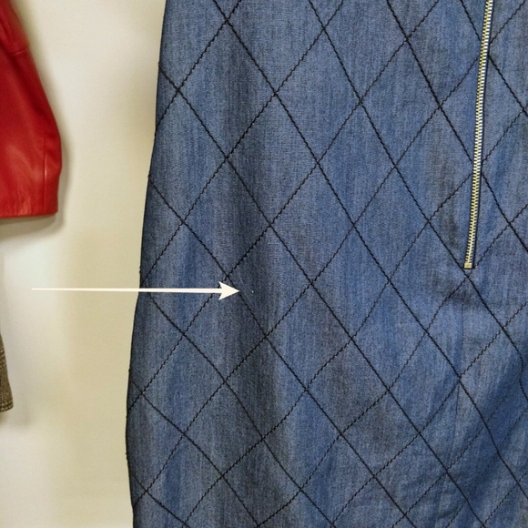$348 Kate Spade New York Quilted Diamond Chambray Denim Shift Dress Blue Size 0 - Picture 9 of 14